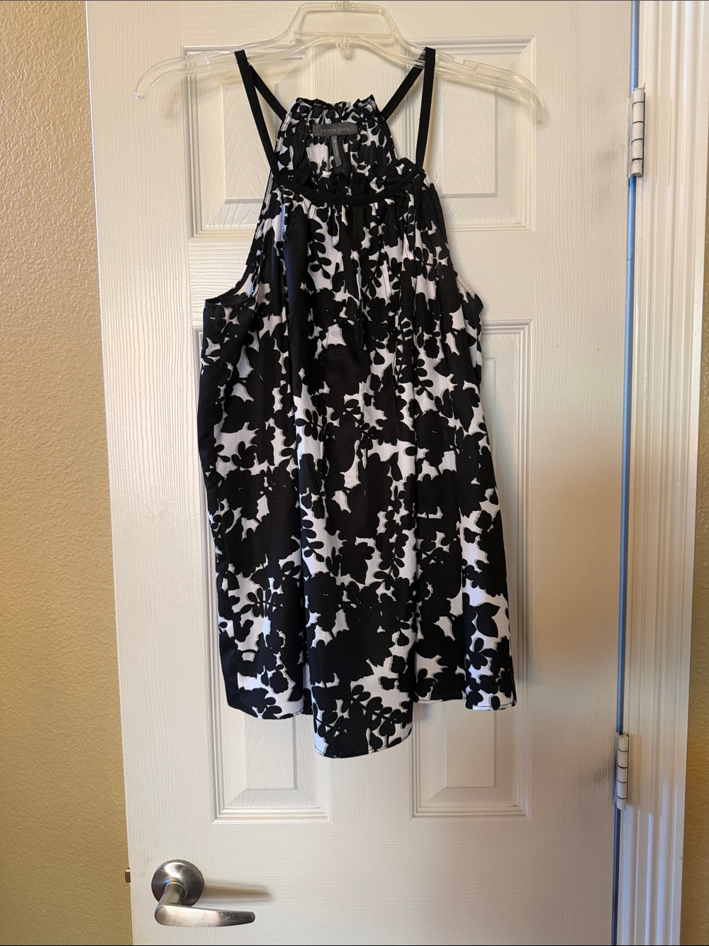 Women’s Black & White Floral Halter Dress